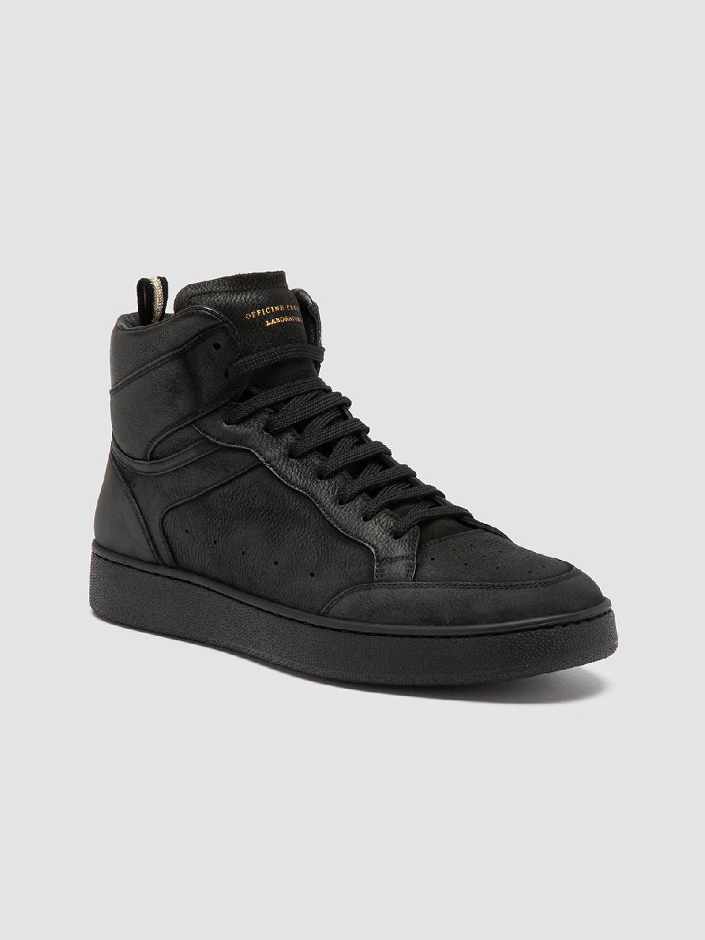 Officine Creative THE ANSWER 004 Sneaker Alte in Camoscio e Pelle Nera Nuovi prodotti