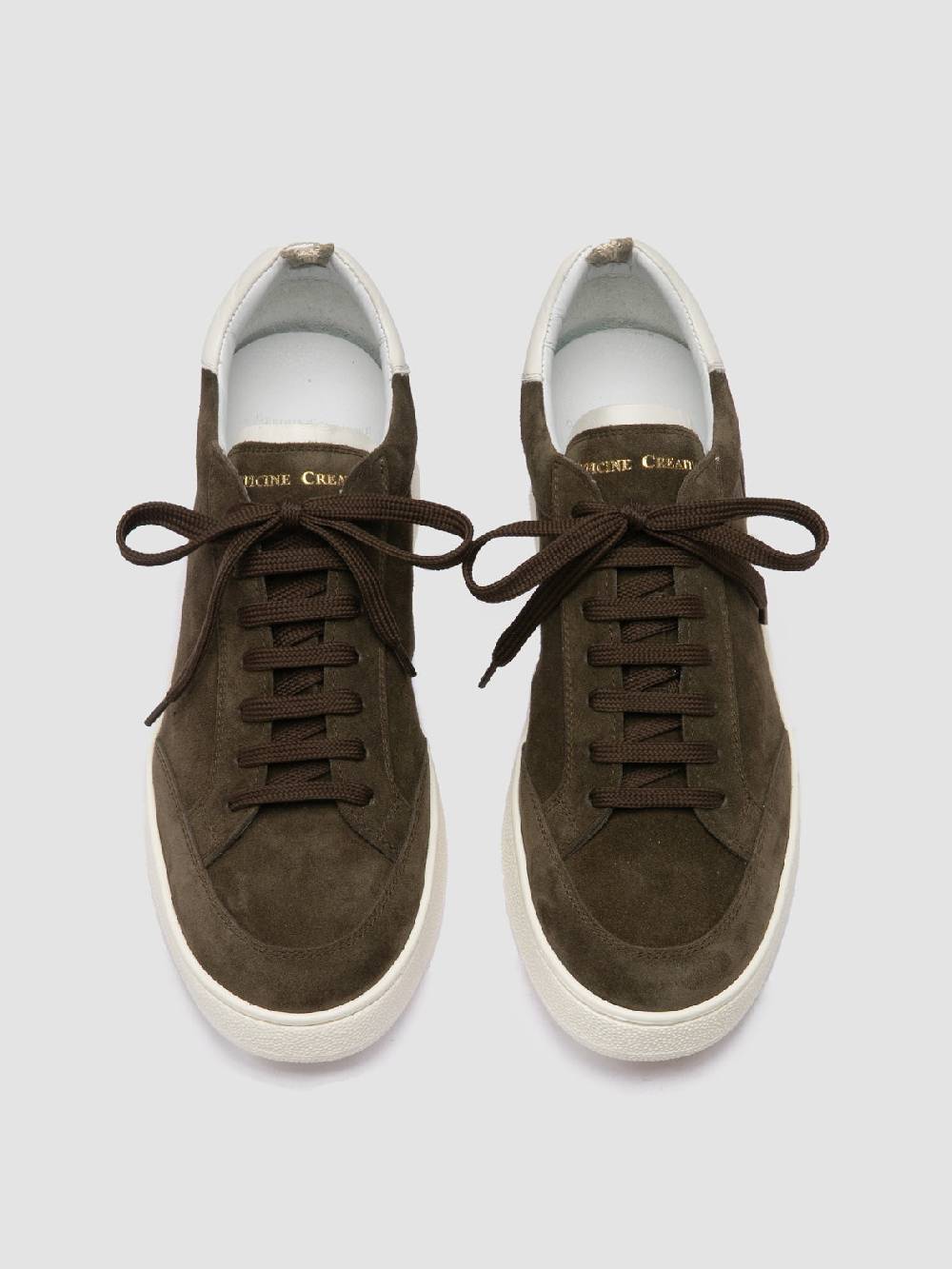 Officine Creative THE DIME 001 Sneaker Basse in Pelle Scamosciata Verde Comprane uno, ottenene uno gratis