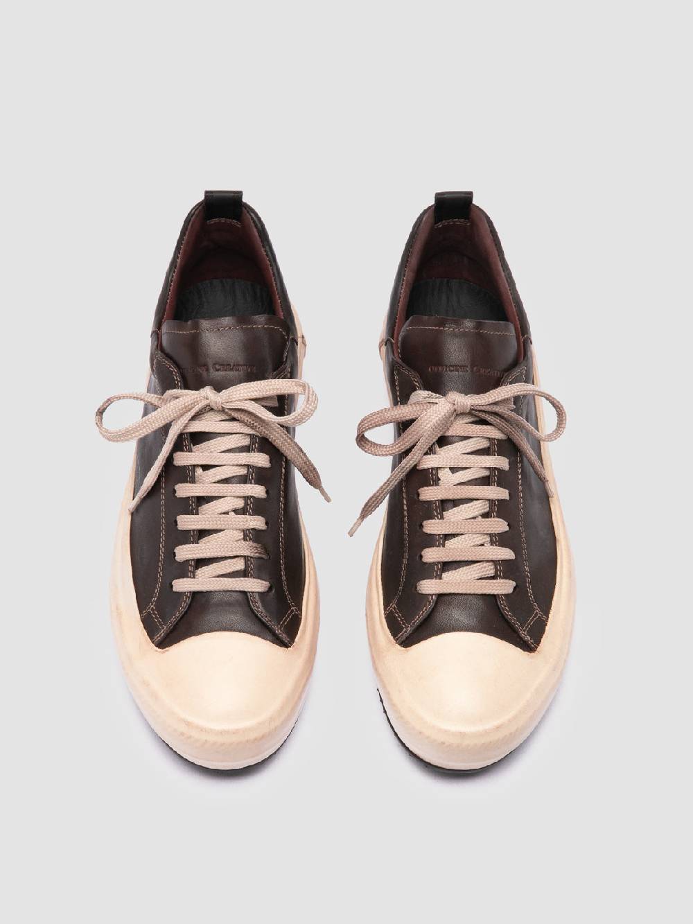 Officine Creative MES DD 001 Sneaker Basse in Pelle Marrone Offerte speciali