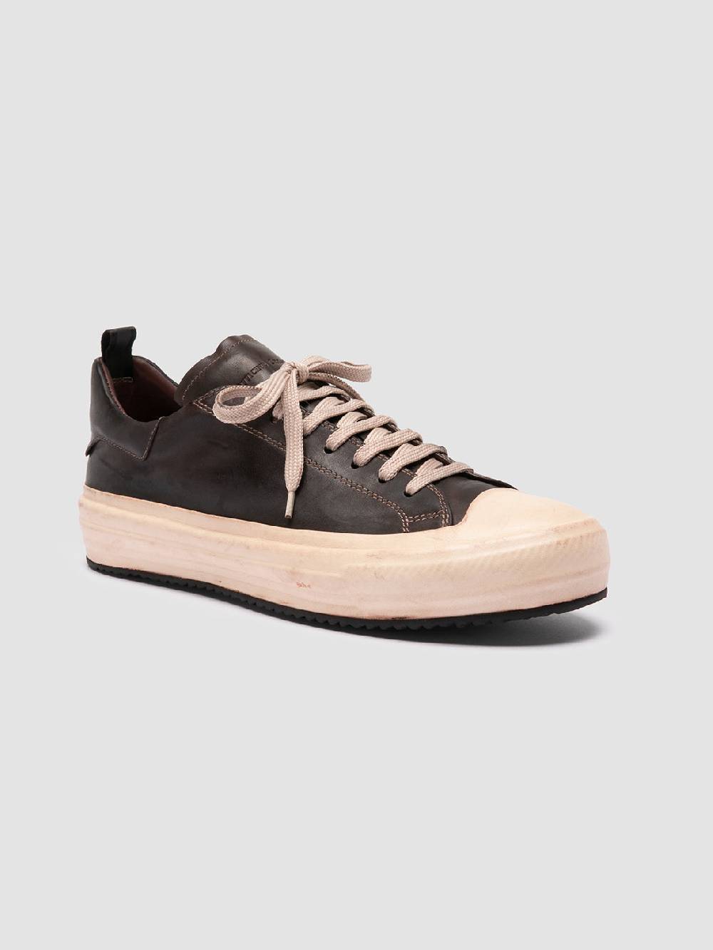 Officine Creative MES DD 001 Sneaker Basse in Pelle Marrone Offerte speciali