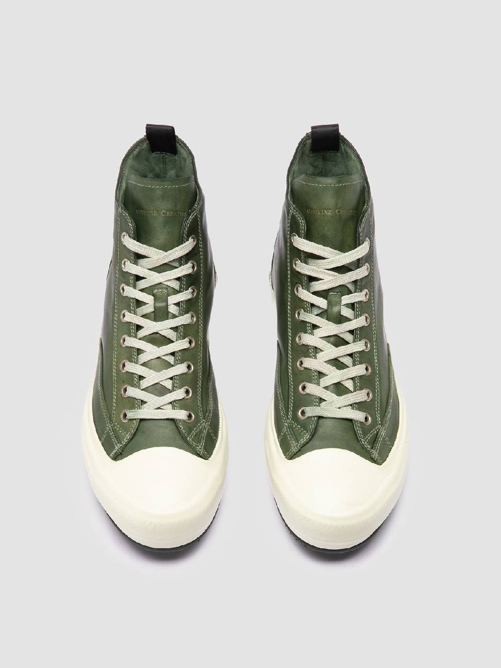 Officine Creative MES DD 002 Sneaker Alte in Pelle Verde Prezzo basso
