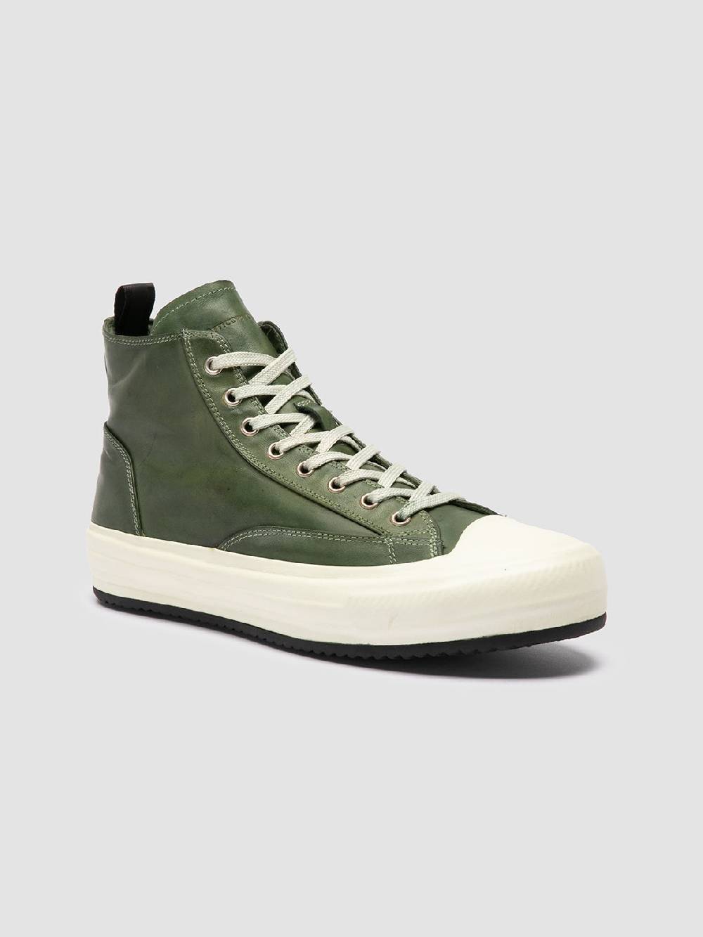 Officine Creative MES DD 002 Sneaker Alte in Pelle Verde Prezzo basso