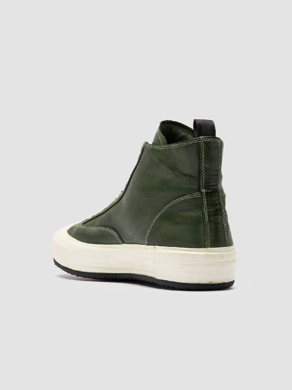 Officine Creative MES DD 002 Sneaker Alte in Pelle Verde Prezzo basso