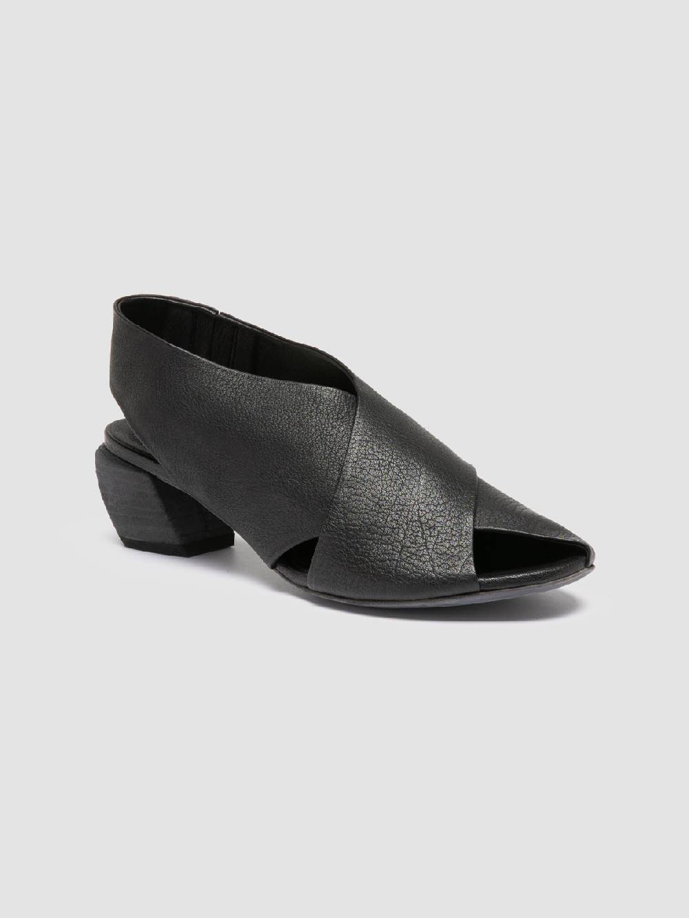 Officine Creative HELYETTE 024 Black Leather Slide Sandals Promozione