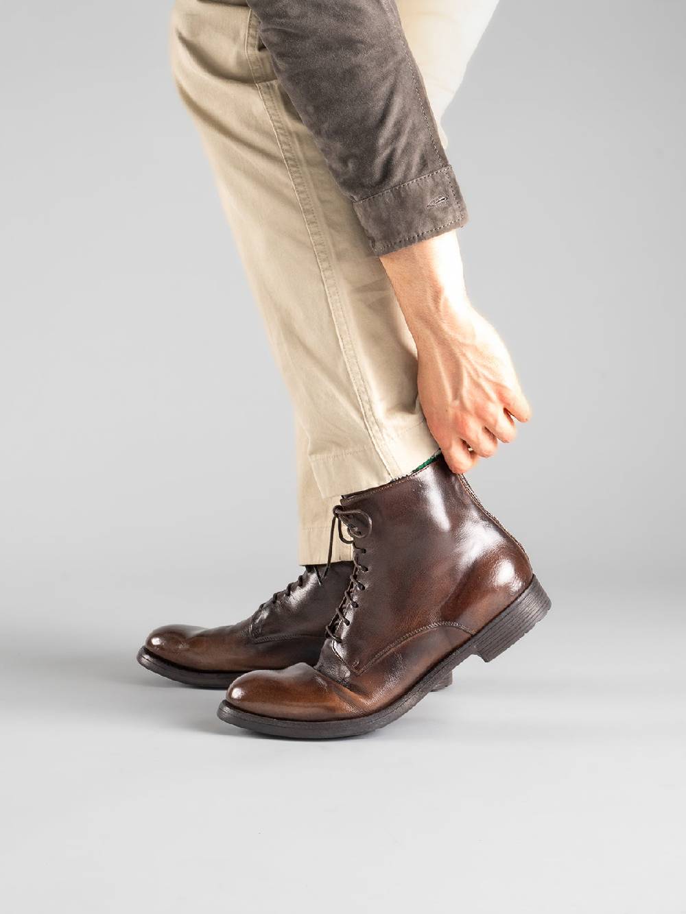 Officine Creative HIVE 016 Stivali in Pelle Marrone Promozione Limitata