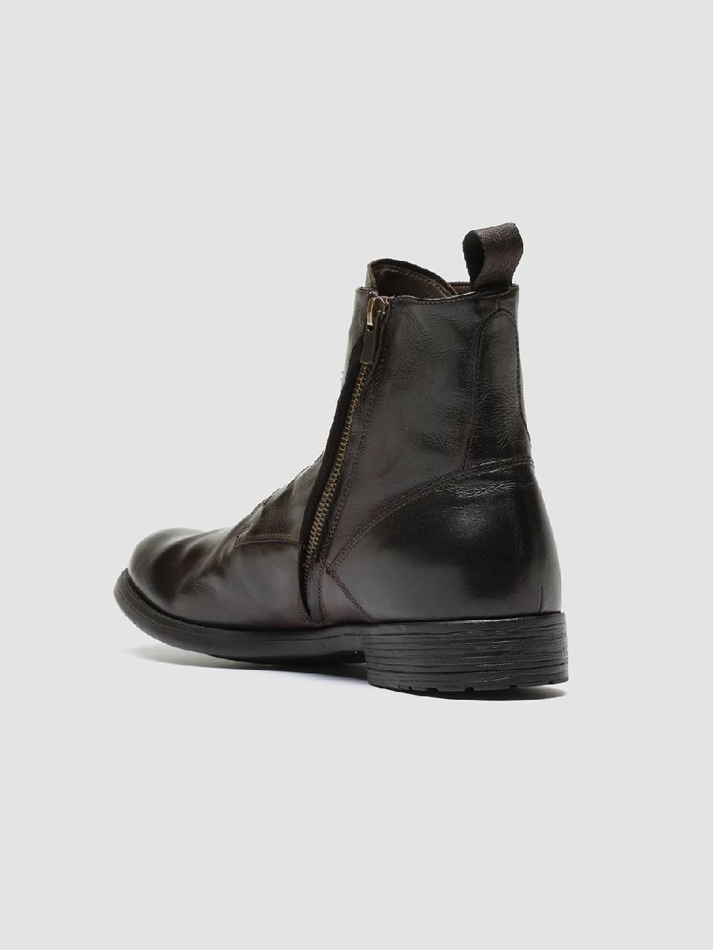 Officine Creative HIVE 051 Stivali Zip in Pelle Marrone Prezzo Ridotto