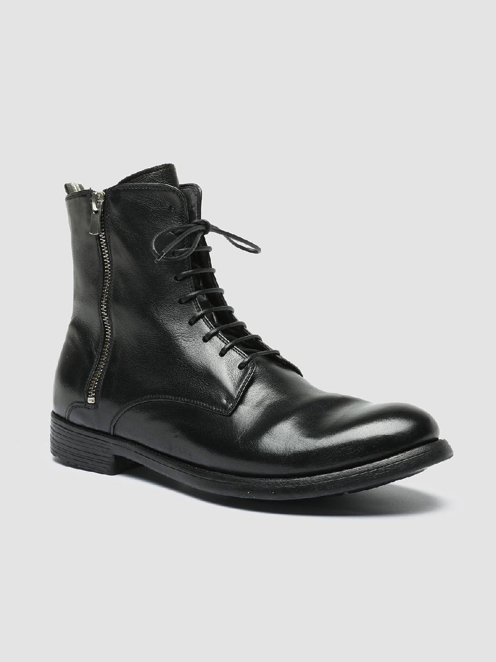 Officine Creative HIVE 053 Stivali Stringati in Pelle Nera Sottocosto