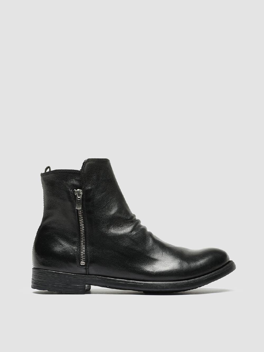 Officine Creative HIVE 054 Stivali Zip in Pelle Nera