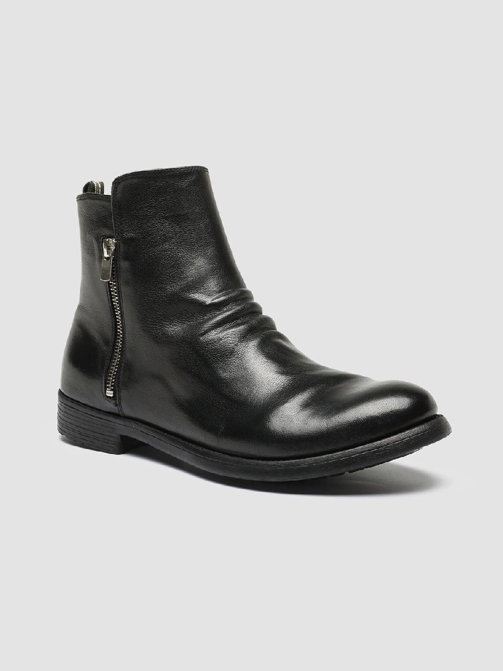 Officine Creative HIVE 054 Stivali Zip in Pelle Nera Convenienza