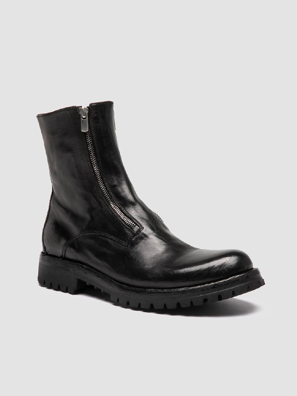 Officine Creative IKONIC 012 Stivali con Zip in Pelle Nera Sconto