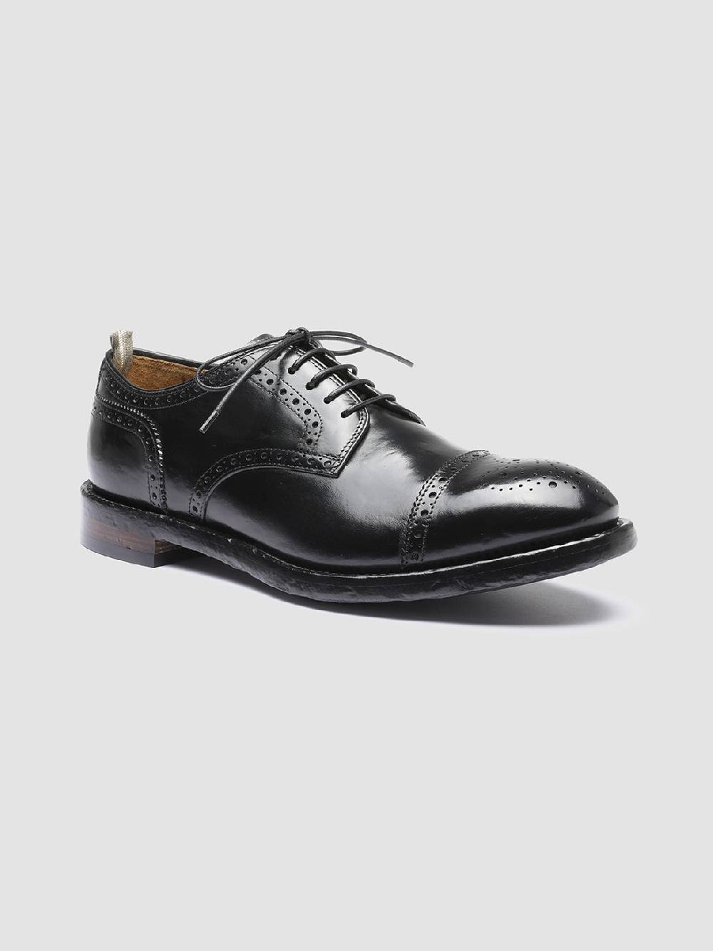 Officine Creative TEMPLE 003 Derby in Pelle Nera Saldi Di Fabbrica