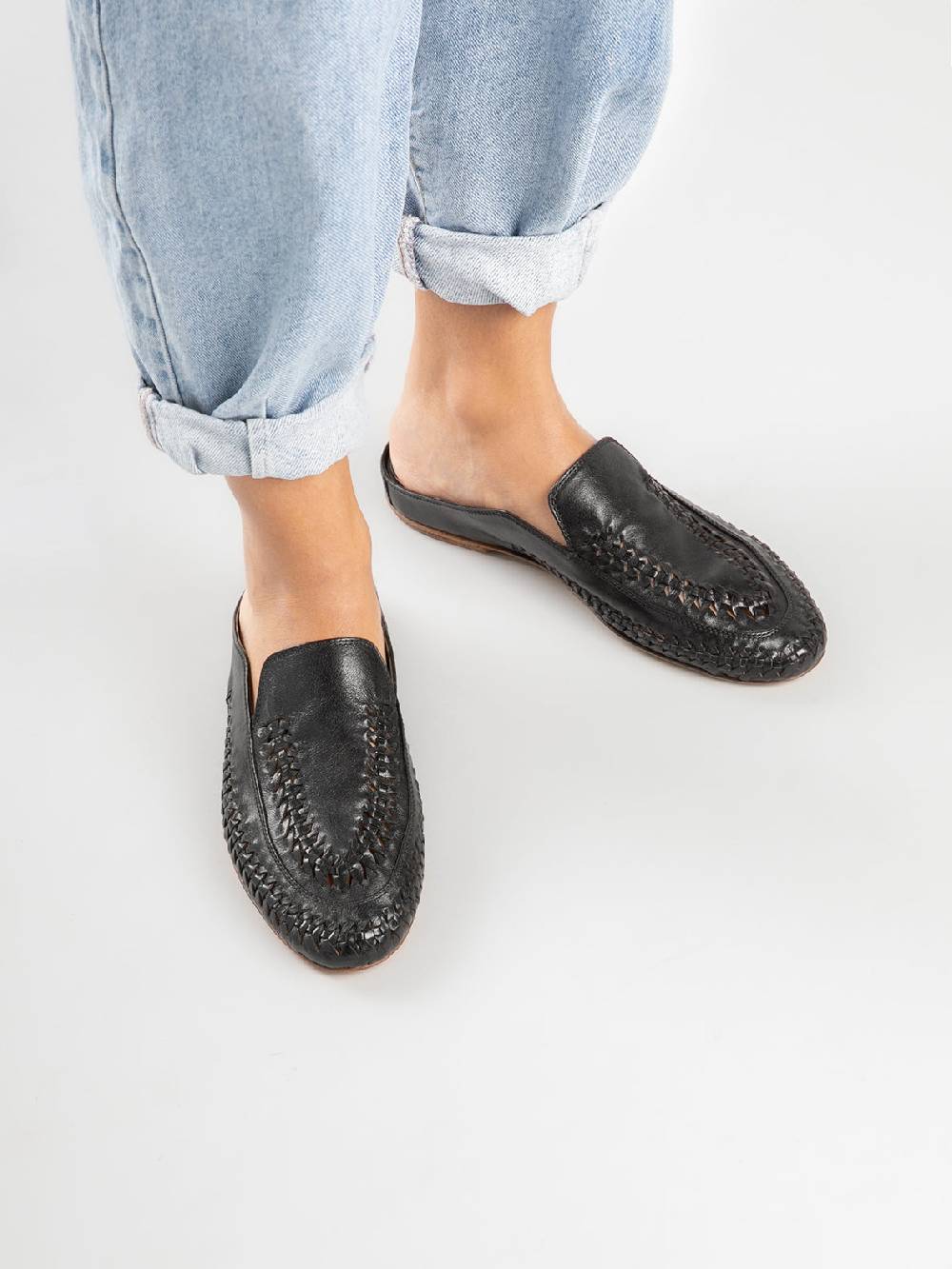 Officine Creative BESSIE 008 Sabot in Pelle Nera Vendite Flash