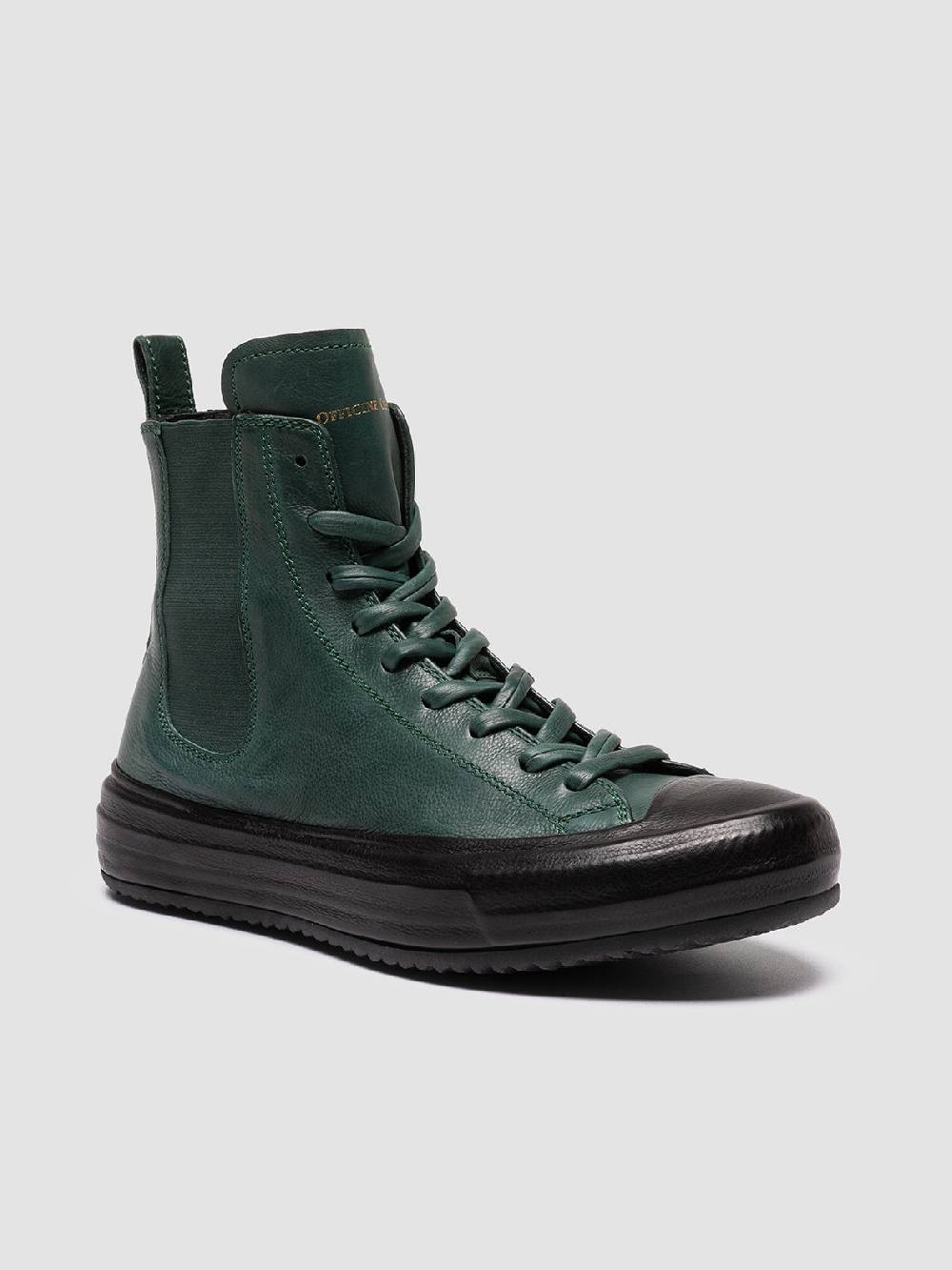 Officine Creative MES 103 Sneaker Alte in Pelle Verde Offerta Pasqua