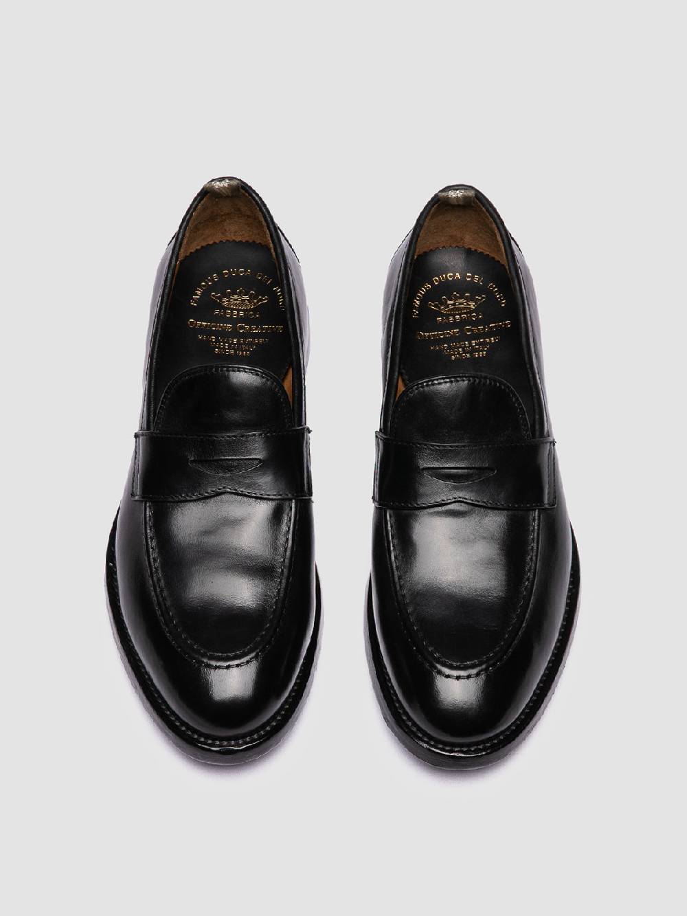 Officine Creative TULANE 002 Mocassini Penny in Pelle Nera Grandi sconti