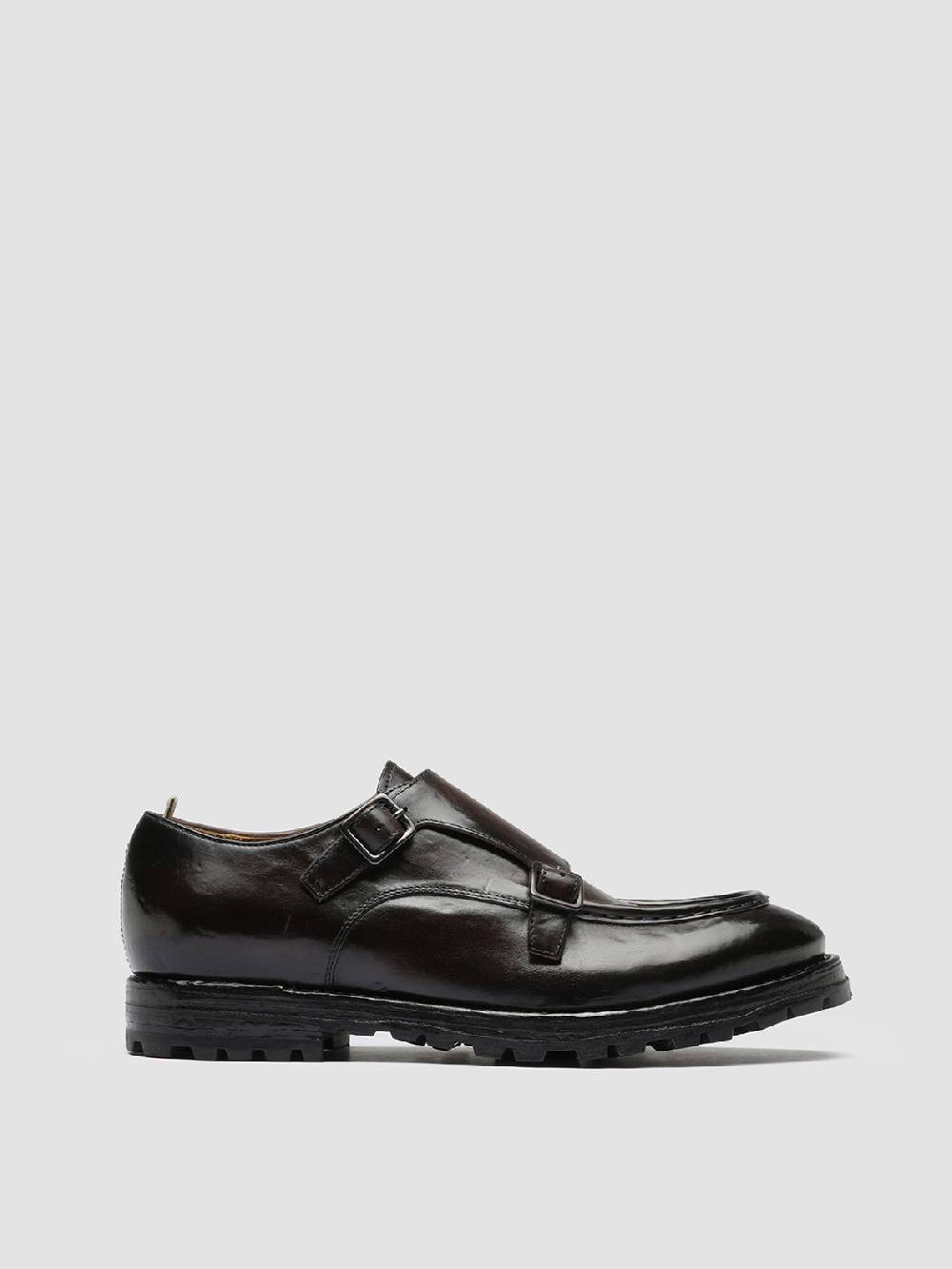 Officine Creative VAIL 012 Dark Brown Leather Monkstrap Shoes Offerte stagionali