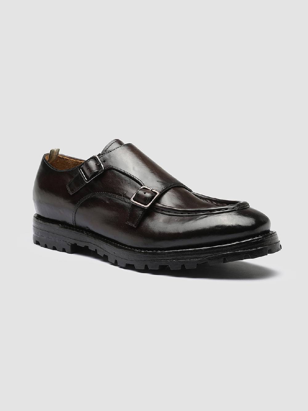Officine Creative VAIL 012 Dark Brown Leather Monkstrap Shoes Offerte stagionali