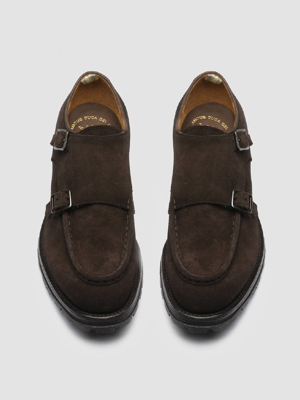 Officine Creative VAIL 012 Dark Brown Suede Monk Shoes Liquidazione