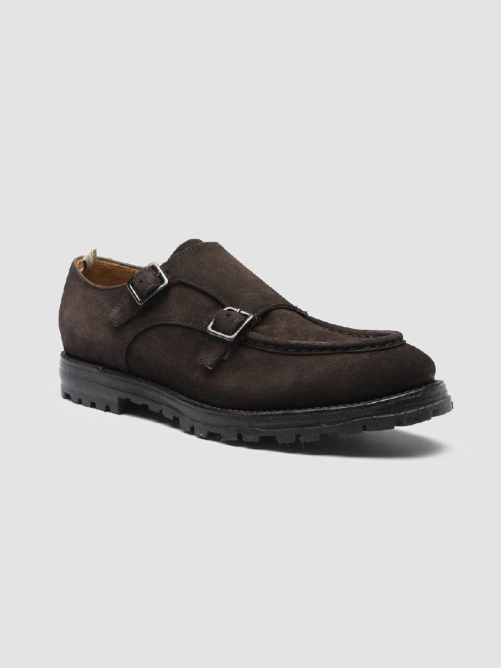 Officine Creative VAIL 012 Dark Brown Suede Monk Shoes Liquidazione