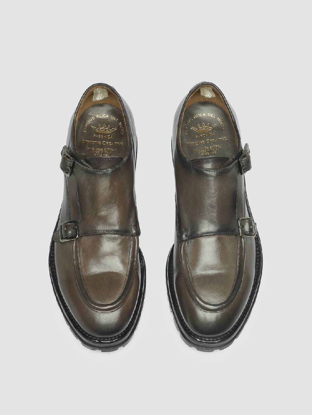 Officine Creative VAIL 012 Gray Leather Monk Shoes Comprane uno, ottenene uno gratis
