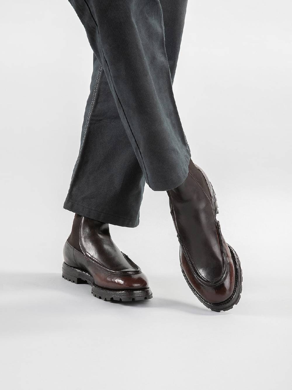 Officine Creative VAIL 017 Stivaletti Chelsea in Pelle Bordeaux Offerte speciali