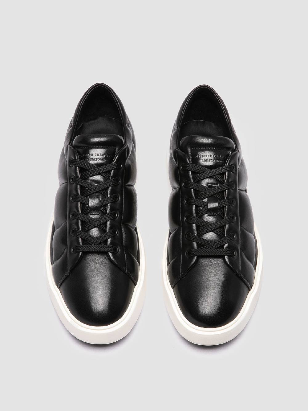 Officine Creative LEISURE 001 Sneaker Basse in Pelle Nera Sostegno trimestrale