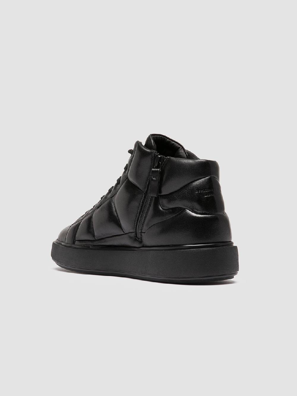 Officine Creative LEISURE 002 Sneaker Alte in Pelle Nera Discount Store per i nuovi prodotti