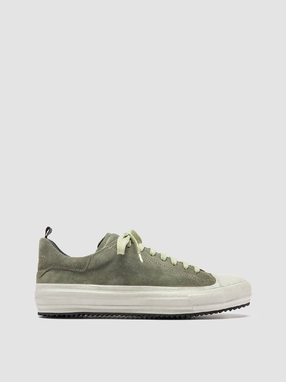 Officine Creative MES 009 Sneakers Basse in Pelle e Suede Verde Super sconto
