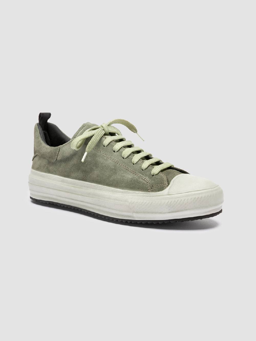 Officine Creative MES 009 Sneakers Basse in Pelle e Suede Verde Super sconto