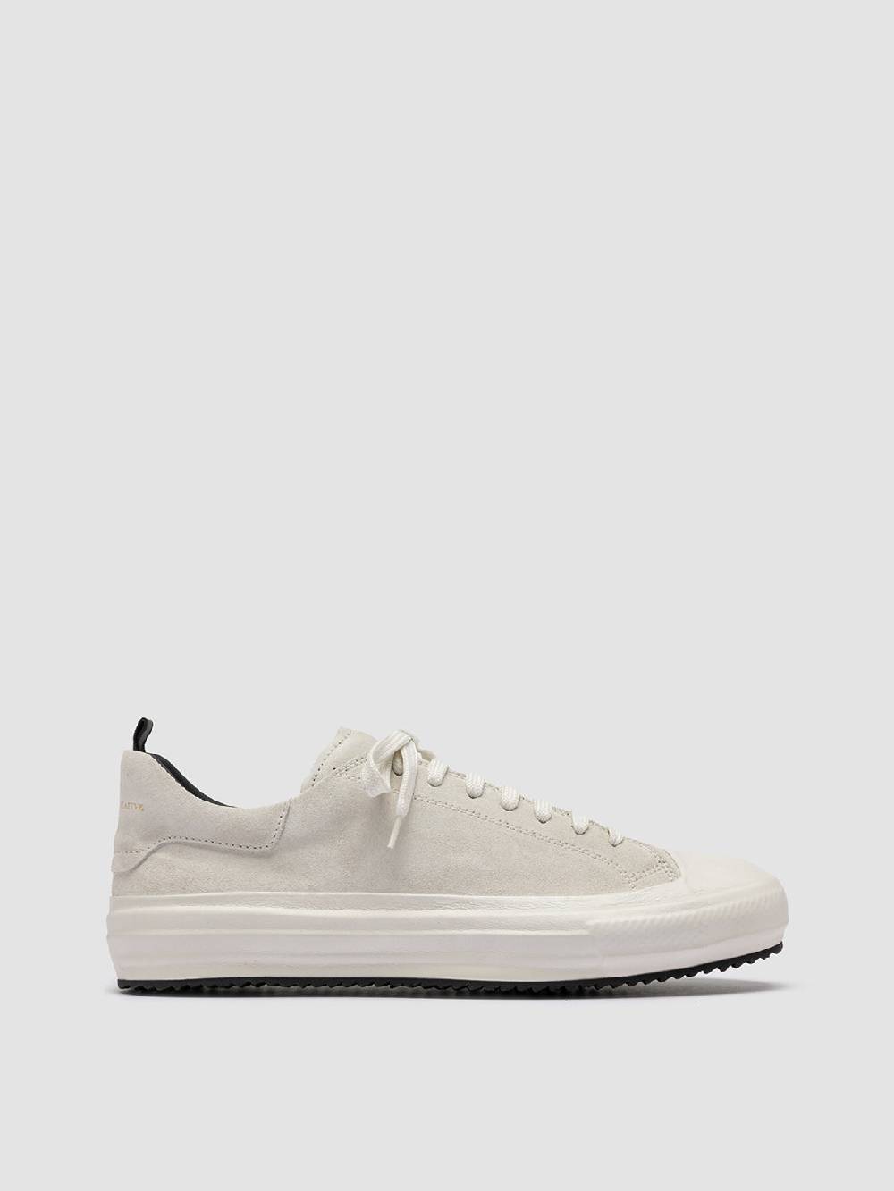 Officine Creative MES 009 Sneakers Basse in Pelle e Suede Bianca