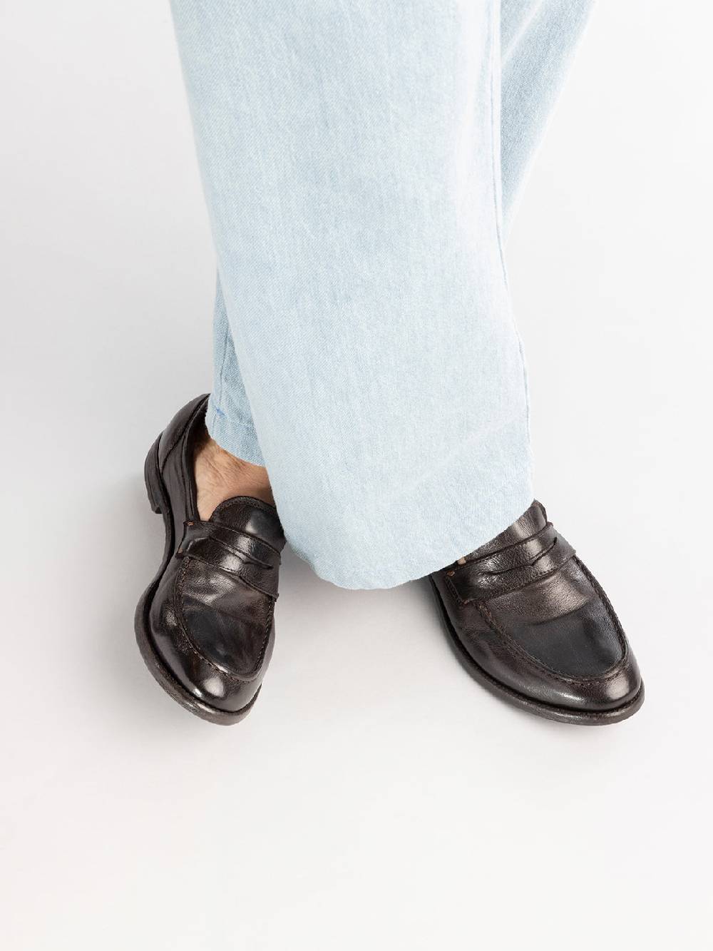 Officine Creative ARC 509 Mocassini Penny Loafer in Pelle Marrone In vendita