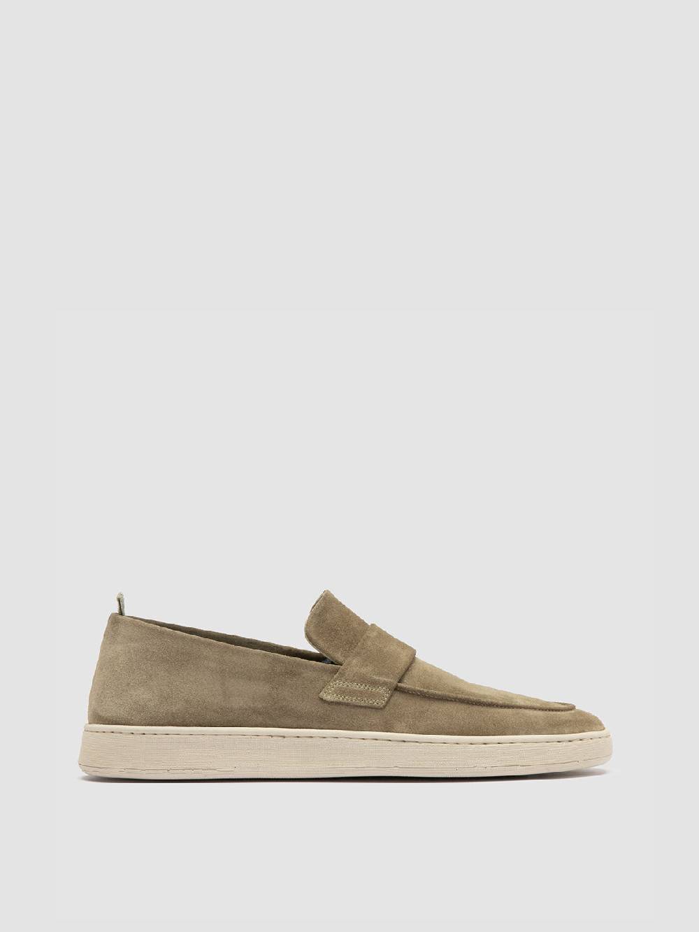 Officine Creative HERBIE 001 Mocassini Penny Loafer in Pelle Scamosciata Tortora Shopping Online
