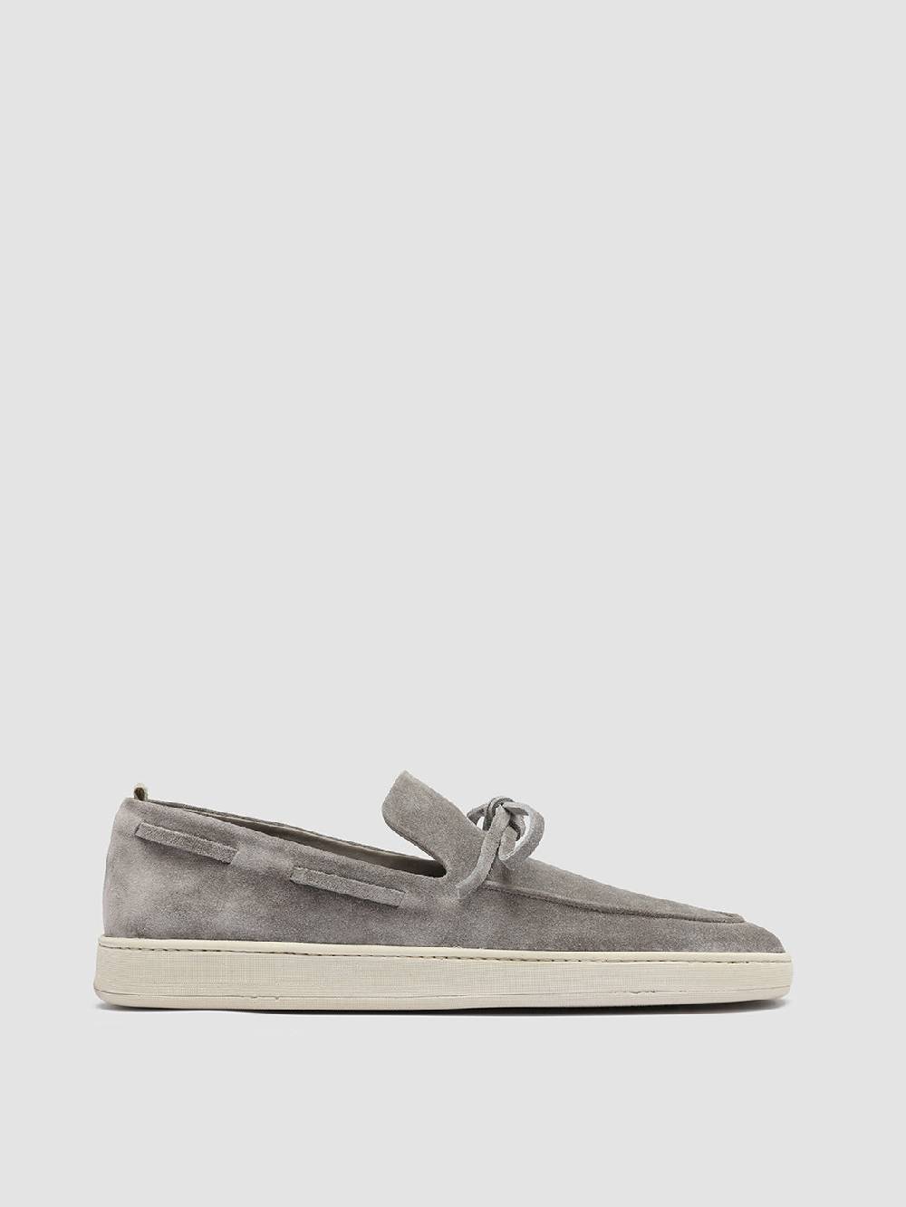 Officine Creative HERBIE 003 Mocassini da barca in Pelle Scamosciata Grigia Outlet