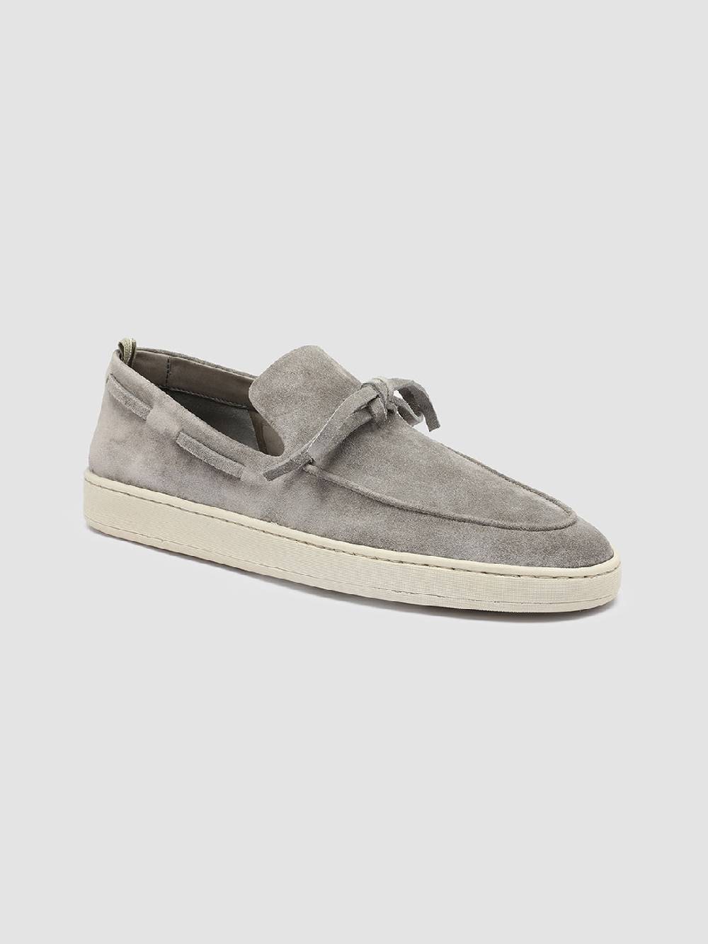 Officine Creative HERBIE 003 Mocassini da barca in Pelle Scamosciata Grigia Outlet