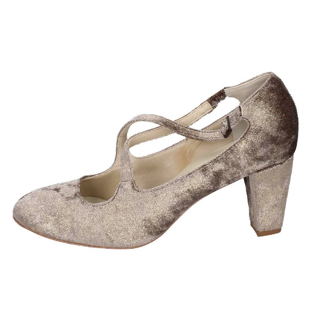 scarpe donna ANNIEL decollete beige velluto oro EX278 Offerta