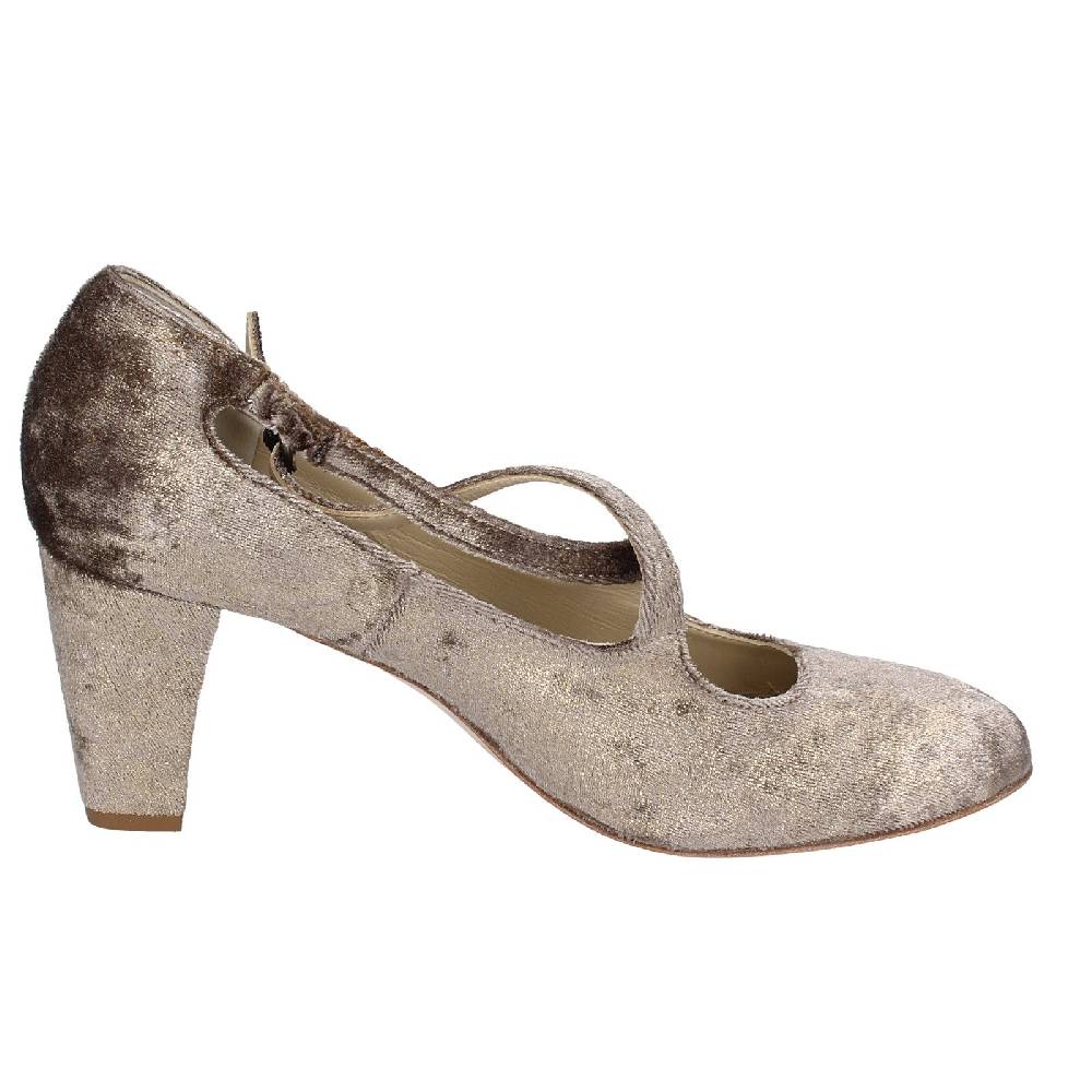 scarpe donna ANNIEL decollete beige velluto oro EX278 Offerta