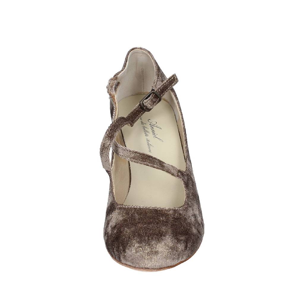 scarpe donna ANNIEL decollete beige velluto oro EX278 Offerta