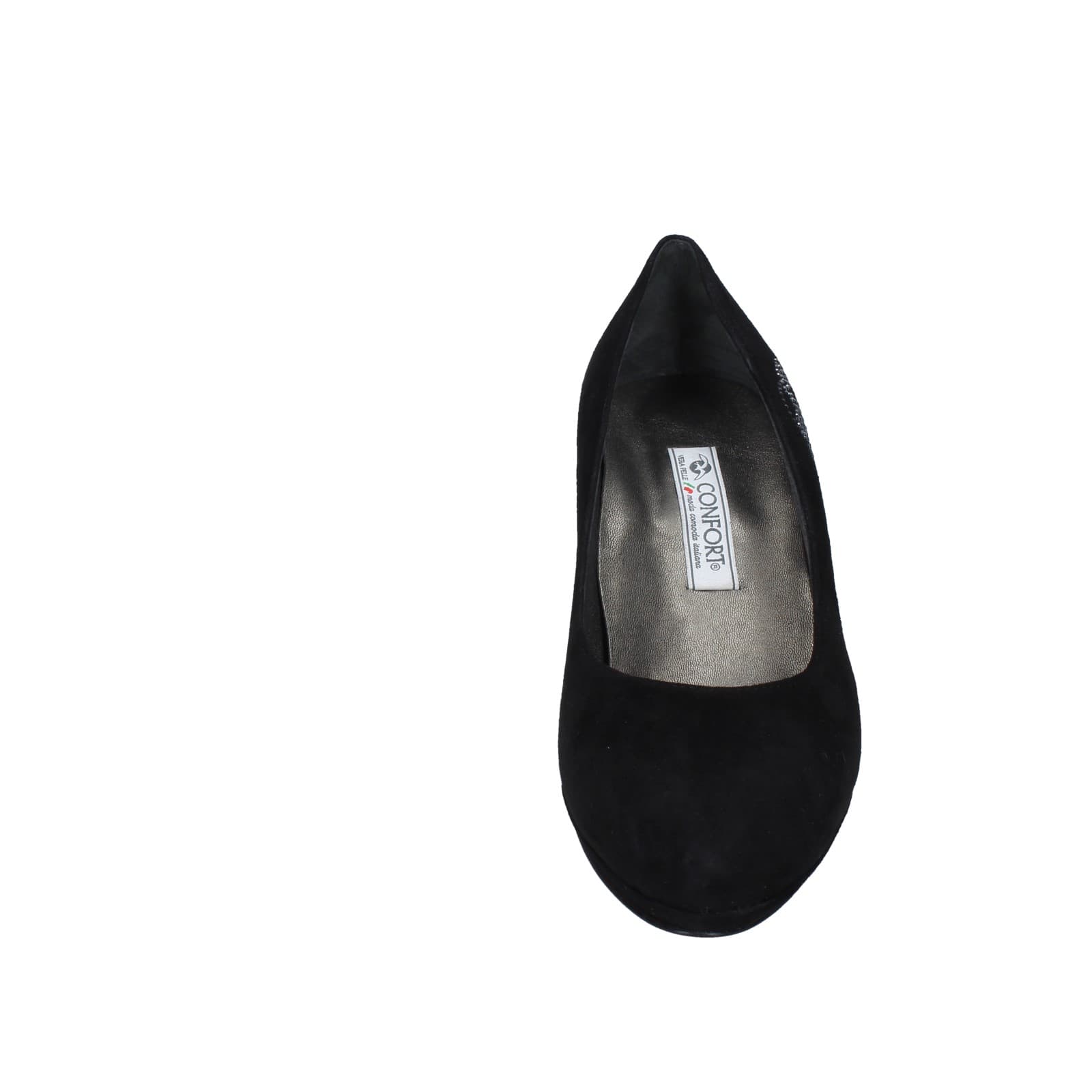 scarpe donna CONFORT decollete nero camoscio strass EZ354 Vendita Economica