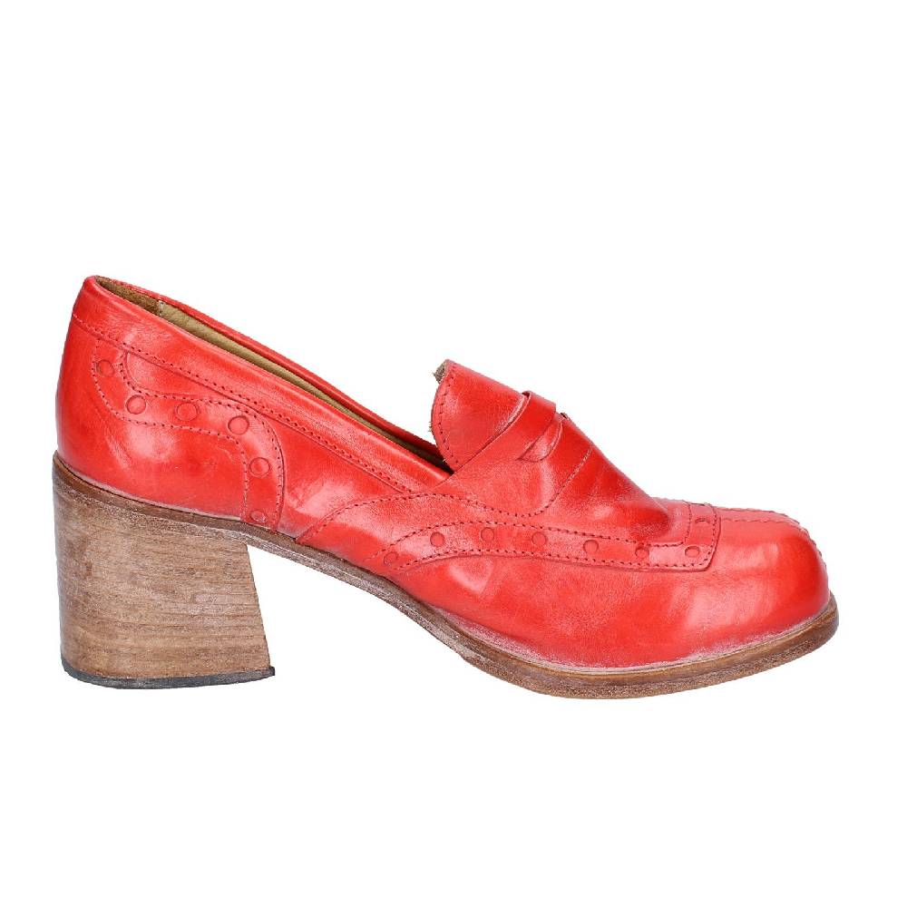 scarpe donna MOMA mocassini rosso pelle 47406E VINTAGE EX487 Sottocosto