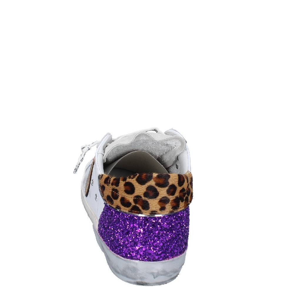 scarpe donna PHILIPPE MODEL sneakers bianco paillettes viola camoscio VINT EX368 Shopping Online