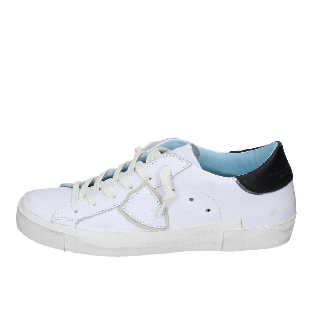 scarpe donna PHILIPPE MODEL sneakers bianco pelle nero VINTAGE EX355 Affare Del Giorno
