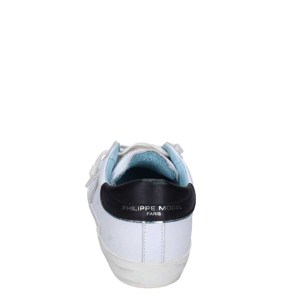 scarpe donna PHILIPPE MODEL sneakers bianco pelle nero VINTAGE EX355 Affare Del Giorno