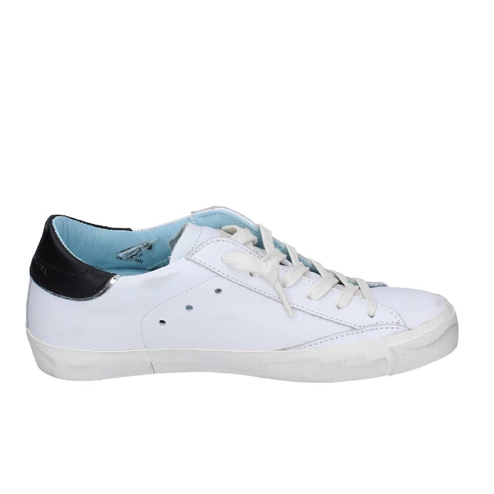 scarpe donna PHILIPPE MODEL sneakers bianco pelle nero VINTAGE EX355 Affare Del Giorno
