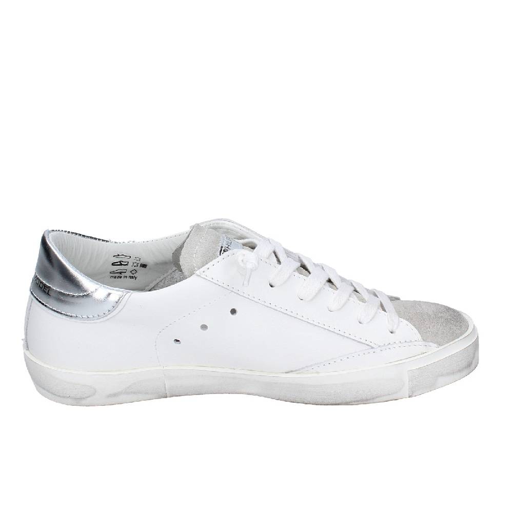scarpe donna PHILIPPE MODEL sneakers bianco pelle beige camoscio VINTAGE EX353 Sottocosto