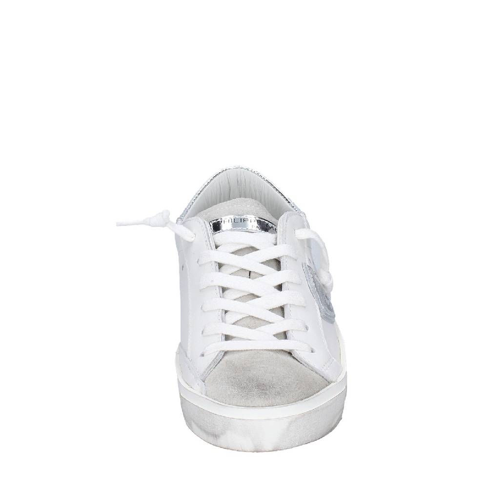 scarpe donna PHILIPPE MODEL sneakers bianco pelle beige camoscio VINTAGE EX353 Sottocosto