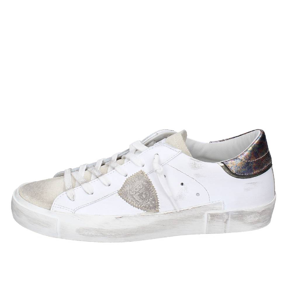 scarpe donna PHILIPPE MODEL sneakers bianco pelle beige camoscio VINTAGE EX352 Novità