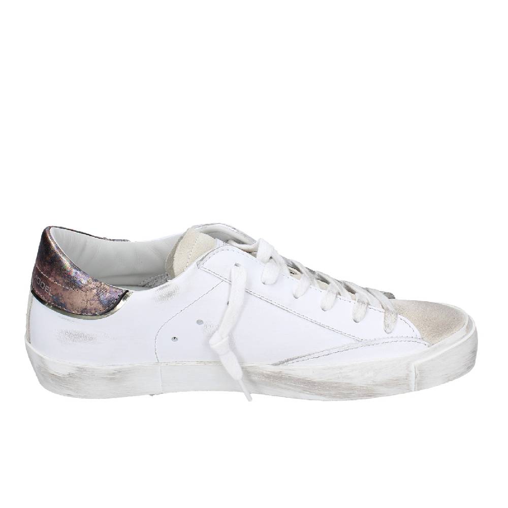 scarpe donna PHILIPPE MODEL sneakers bianco pelle beige camoscio VINTAGE EX352 Novità