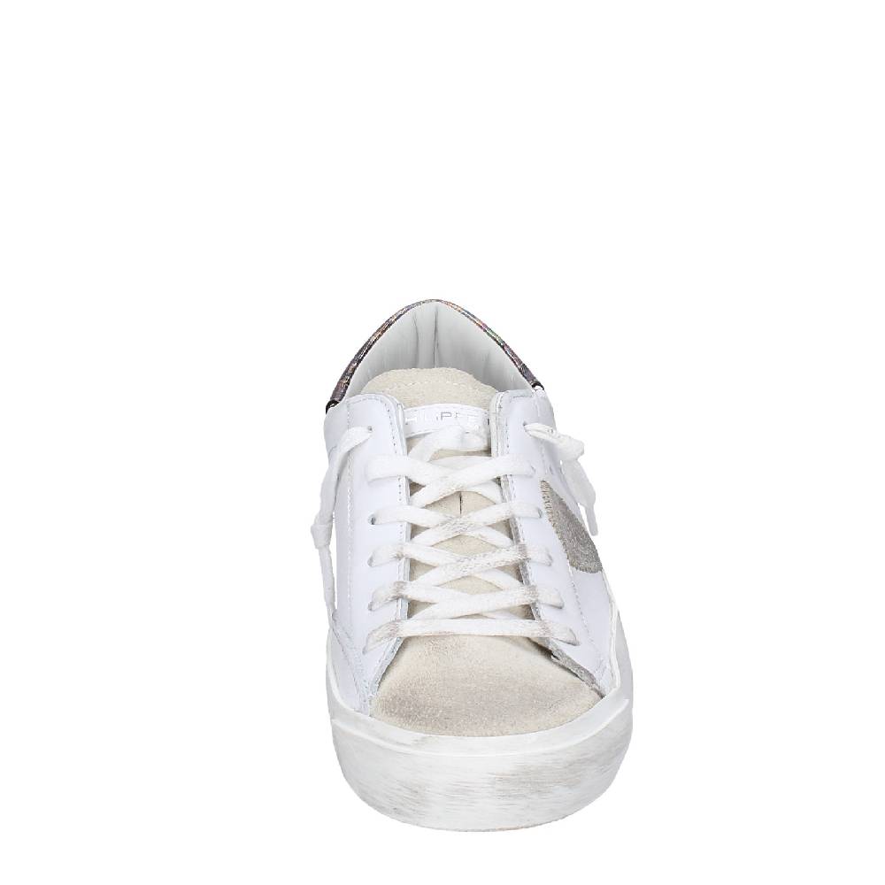 scarpe donna PHILIPPE MODEL sneakers bianco pelle beige camoscio VINTAGE EX352 Novità