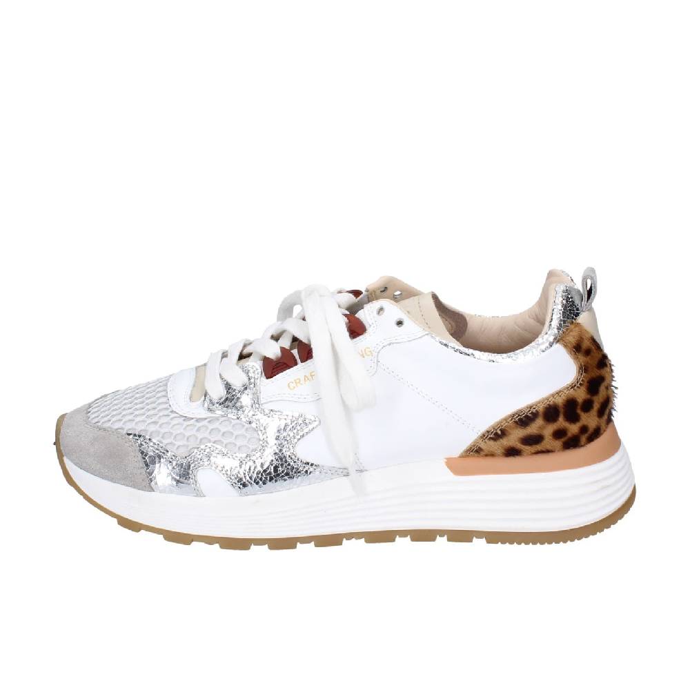 scarpe donna MOMA sneakers bianco pelle argento tessuto 3AS401-CR5 EZ858 Economico