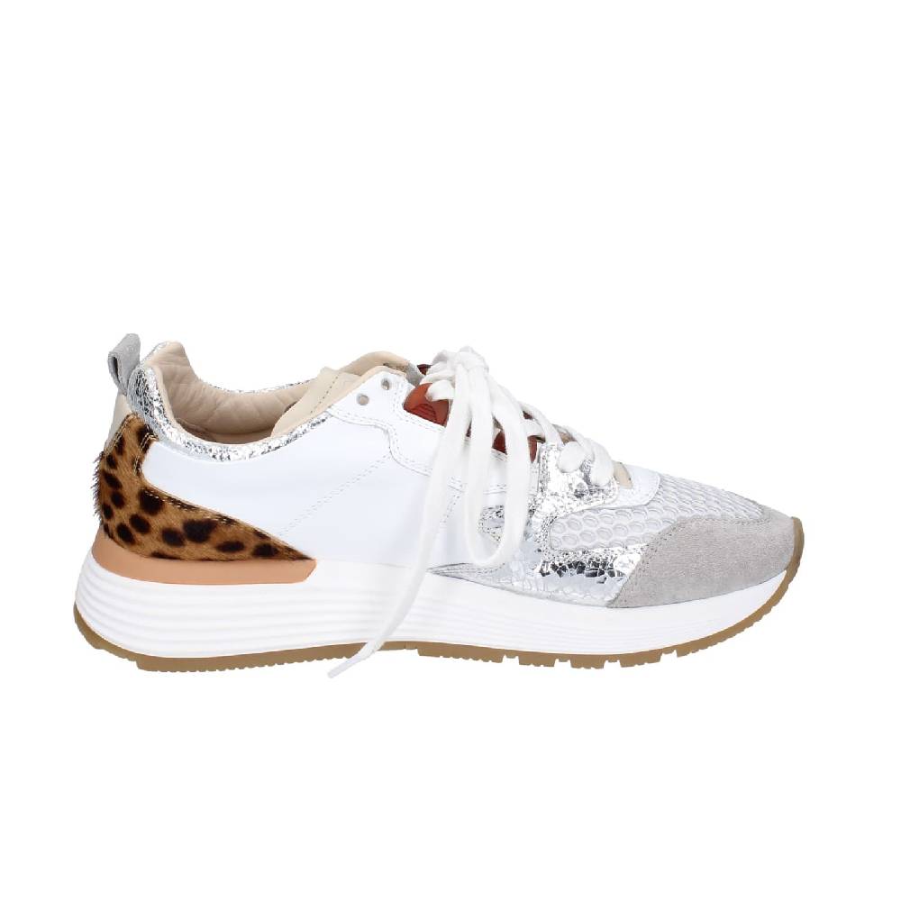 scarpe donna MOMA sneakers bianco pelle argento tessuto 3AS401-CR5 EZ858 Economico