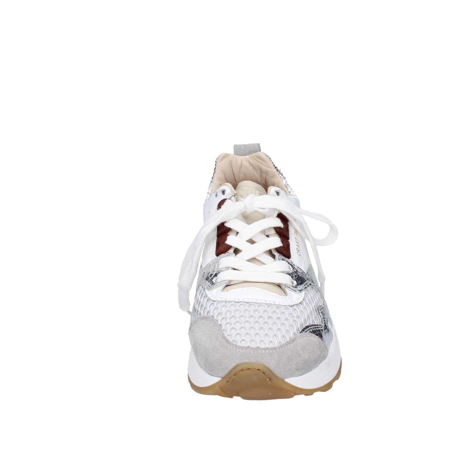 scarpe donna MOMA sneakers bianco pelle argento tessuto 3AS401-CR5 EZ858 Economico
